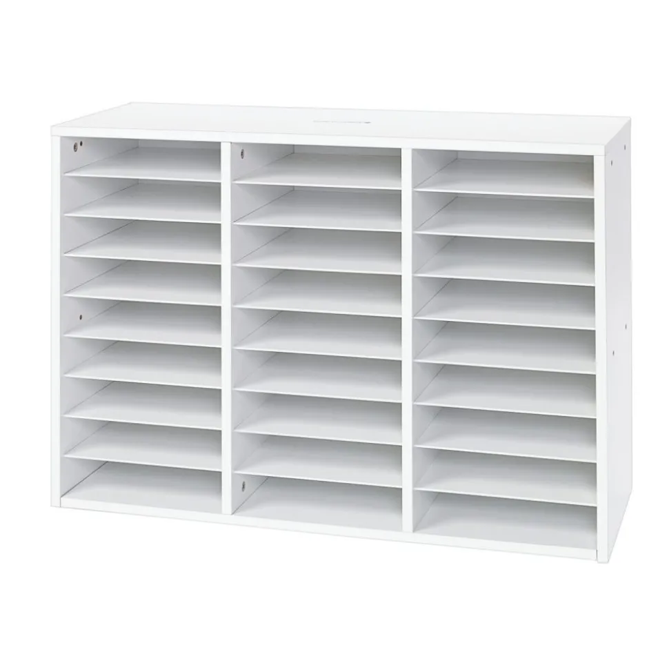 Really Good Stuff® White 27-Slot Mail Center With Tan Trays