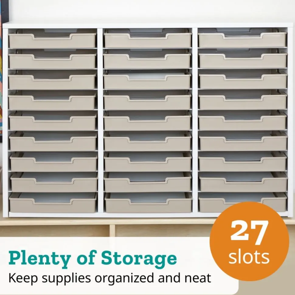 Really Good Stuff® White 27-Slot Mail Center With Tan Trays