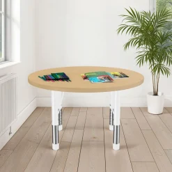 36" Round Activity Table with Adjustable Chunky Legs - Maple/White