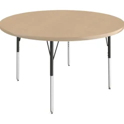 48" Round Activity Table with Adjustable Swivel Glide Legs - Maple/Maple