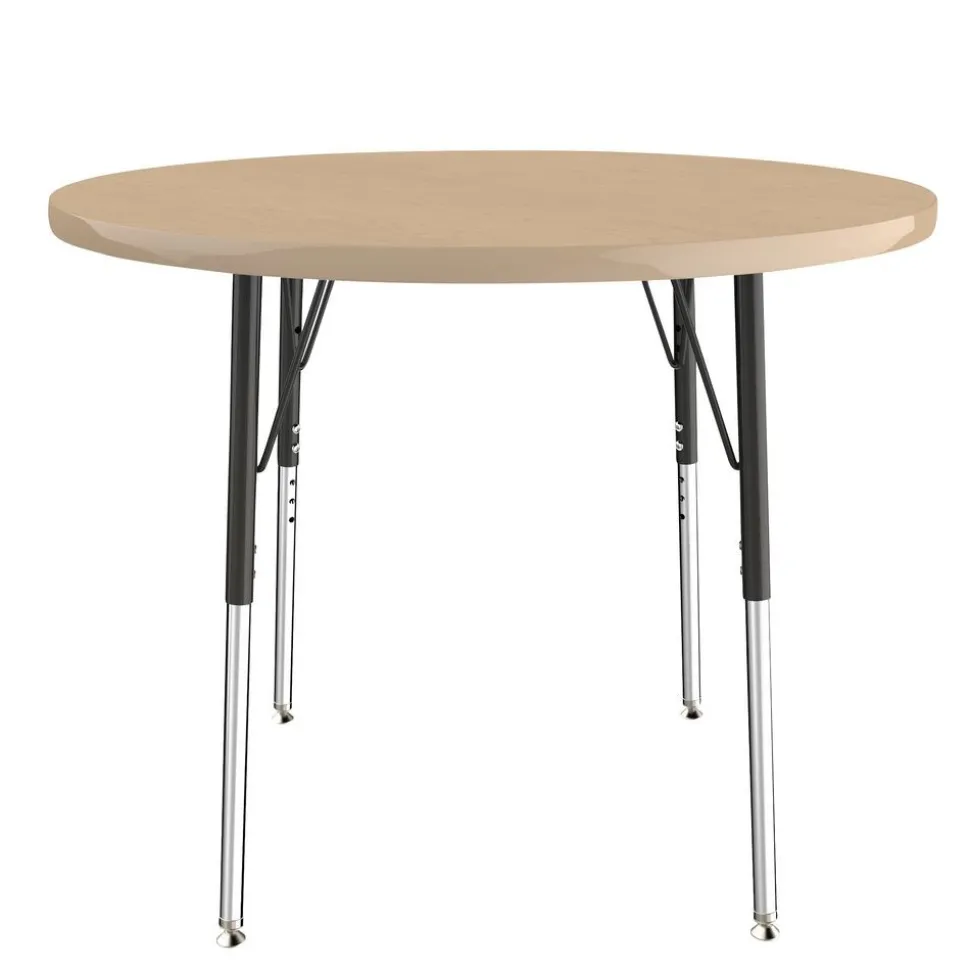 36" Round Activity Table with Adjustable Swivel Glide Legs - Maple/Maple