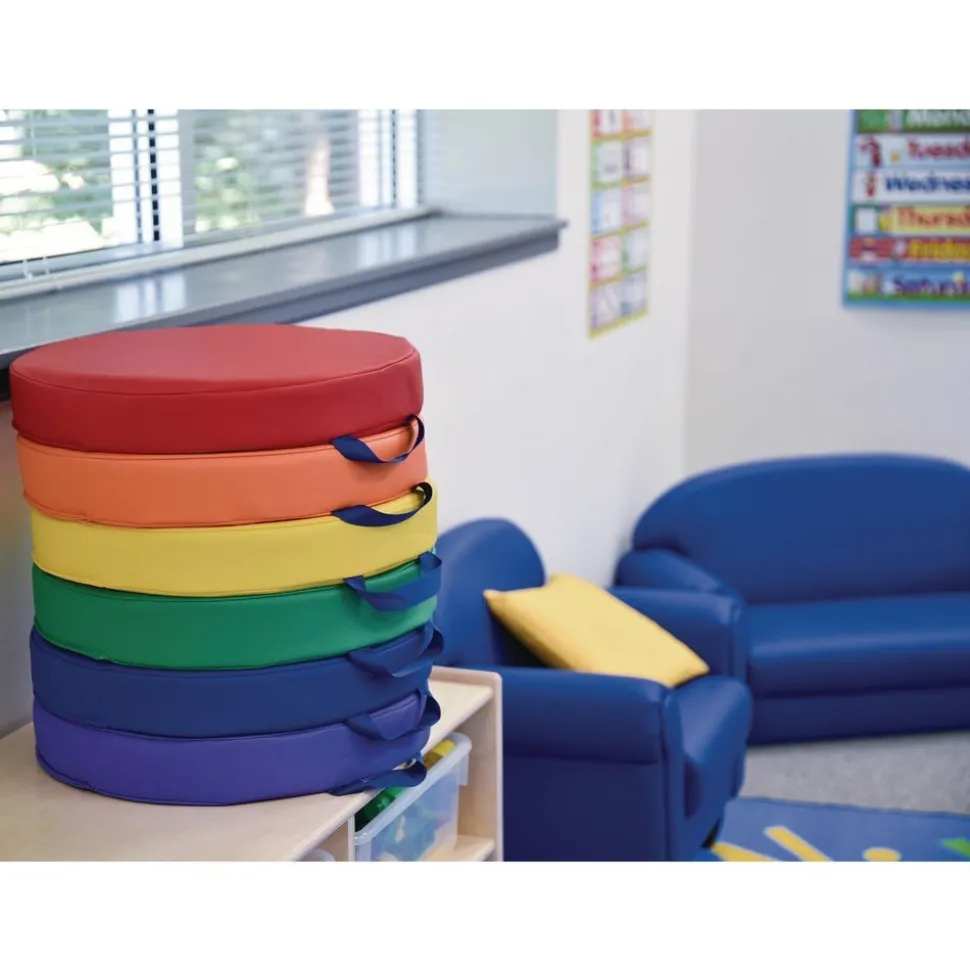 Round Floor Cushions - 6 piece set, Primary