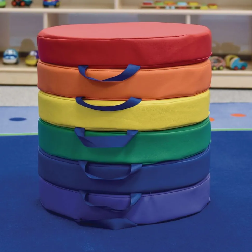 Round Floor Cushions - 6 piece set, Primary