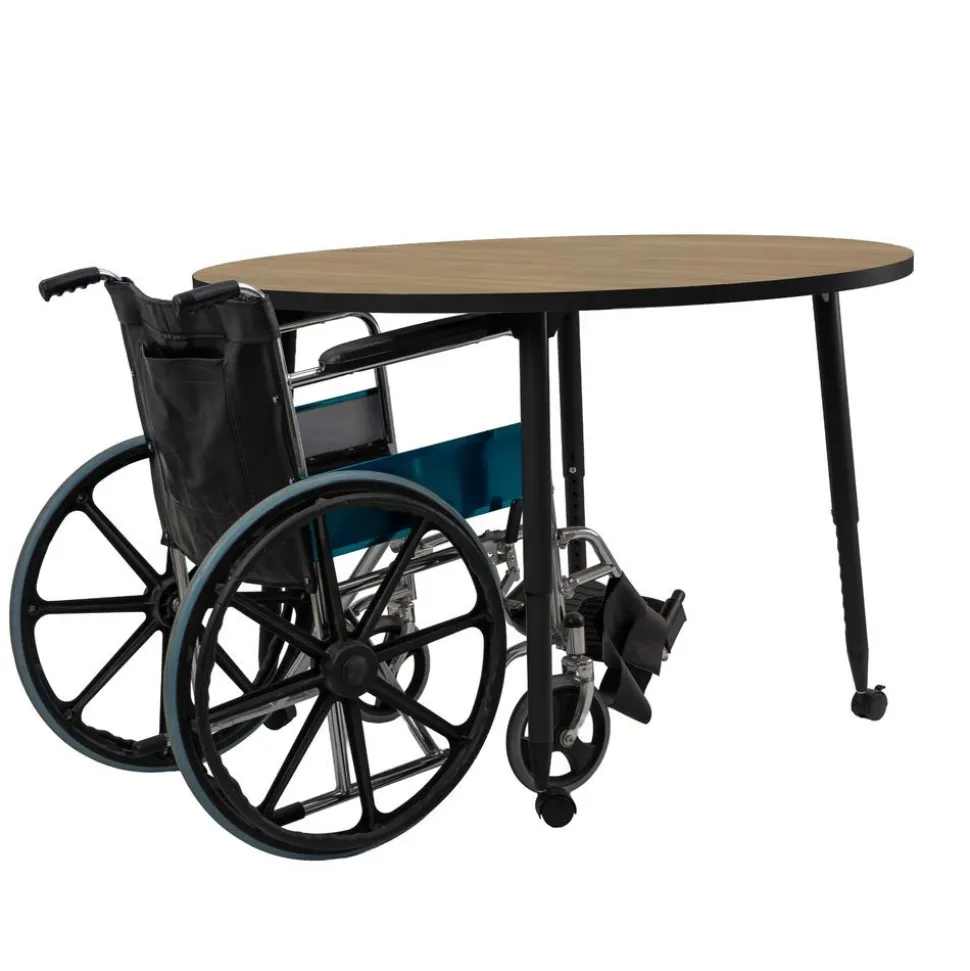 48" Round Table with Adjustable Tapered Legs - Pasadena Oak/Black