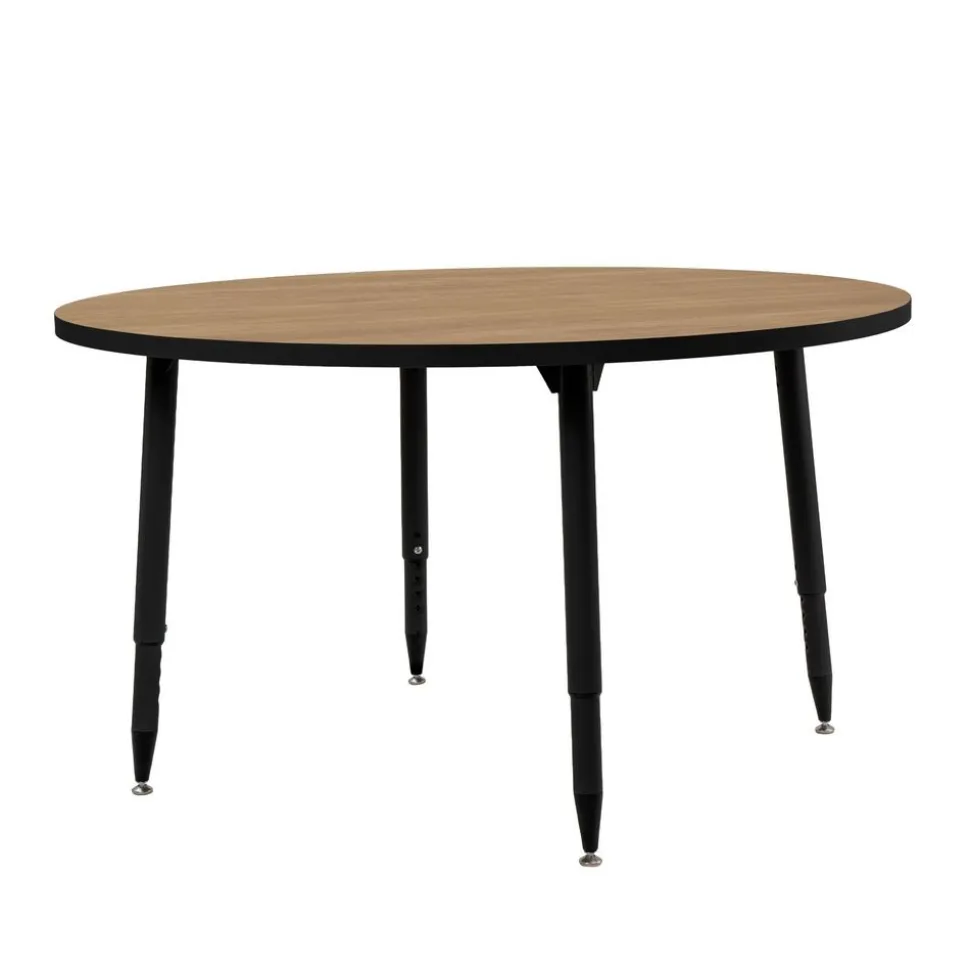 48" Round Table with Adjustable Tapered Legs - Pasadena Oak/Black