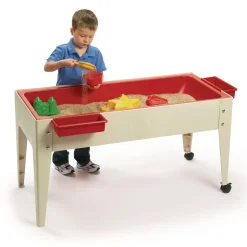 24" Sand and Water Activity Center with Solid Red Liner with 2 Casters - Sandstone