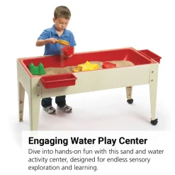 24" Sand and Water Activity Center with Solid Red Liner with 2 Casters - Sandstone