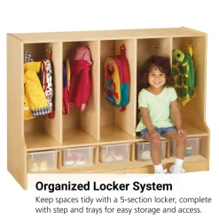 5-Section Locker with Step and Trays