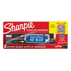 Sharpie® Creative Markers, Water-Based Acrylic Markers, Bullet Tip, Assorted Colors, 2 Count