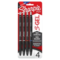 Sharpie® S-Gel, Gel Pens, Medium Point (0.7mm), Assorted Colors, 4 Count
