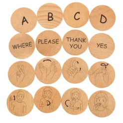 Sign Language Beechwood Disks - Set of 42