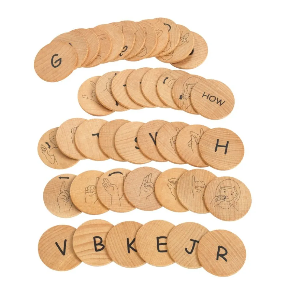 Sign Language Beechwood Disks - Set of 42