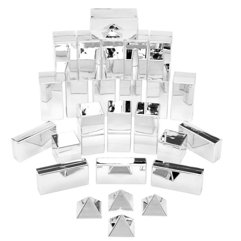 Silver Metallic 3D Construction Blocks - 32 Pieces
