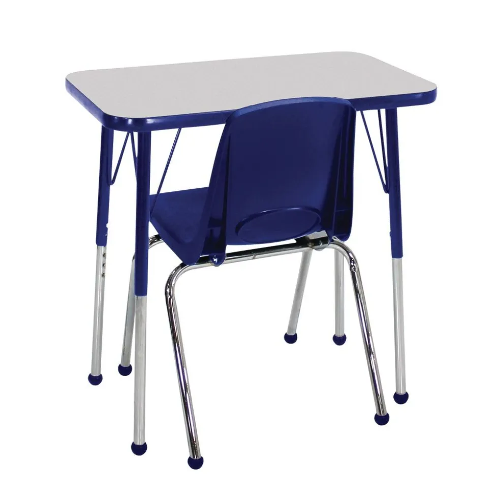 Single Student Table with 12"H Chair Set, Gray/Blue