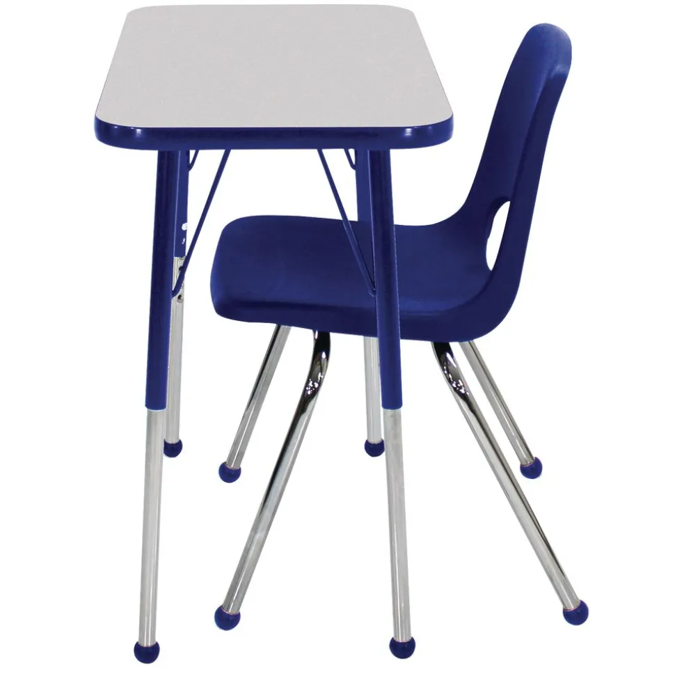 Single Student Table with 12"H Chair Set, Gray/Blue