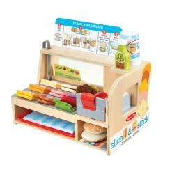 Slice & Stack Wooden Sandwich Counter with Deli Slicer