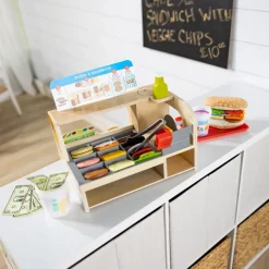 Slice & Stack Wooden Sandwich Counter with Deli Slicer
