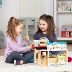 Slice & Stack Wooden Sandwich Counter with Deli Slicer