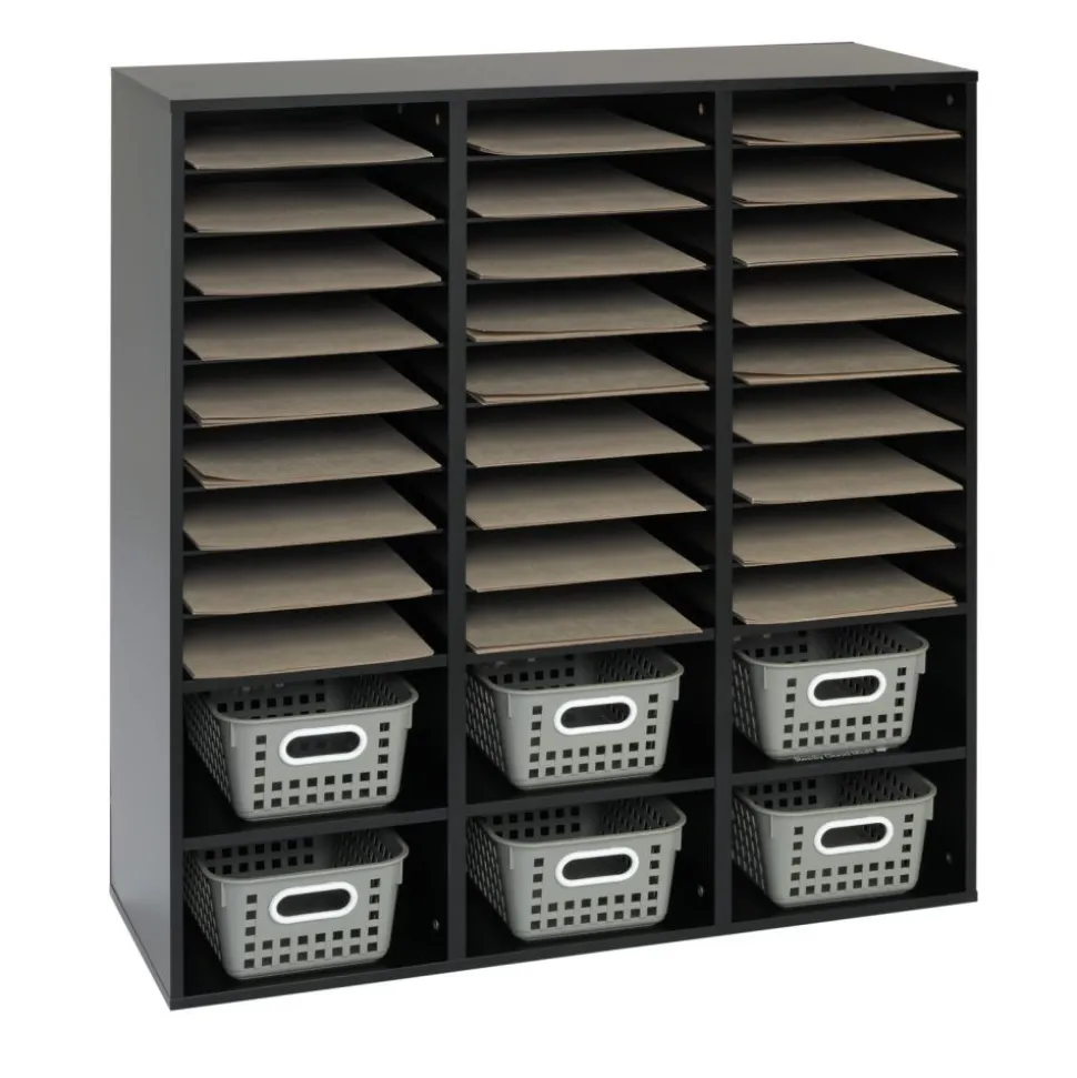 27-Slot Mail And Supplies Center With 6 Cubbies