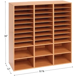 27-Slot Mail & Supplies Center With 6 Cubbies - Oak