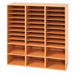 27-Slot Mail & Supplies Center With 6 Cubbies - Oak