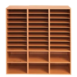 27-Slot Mail & Supplies Center With 6 Cubbies - Oak