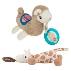 Snuggleez Pacifier and Clip Combo, Set of 2 - Llama and Giraffe