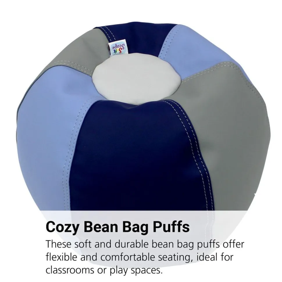 SoftScape Bean Bag Puffs 12" Height, 2-Pack - Navy/Powder Blue