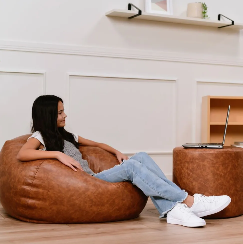 SoftScape Classic 35" Standard Bean Bag - Distressed Hazelnut