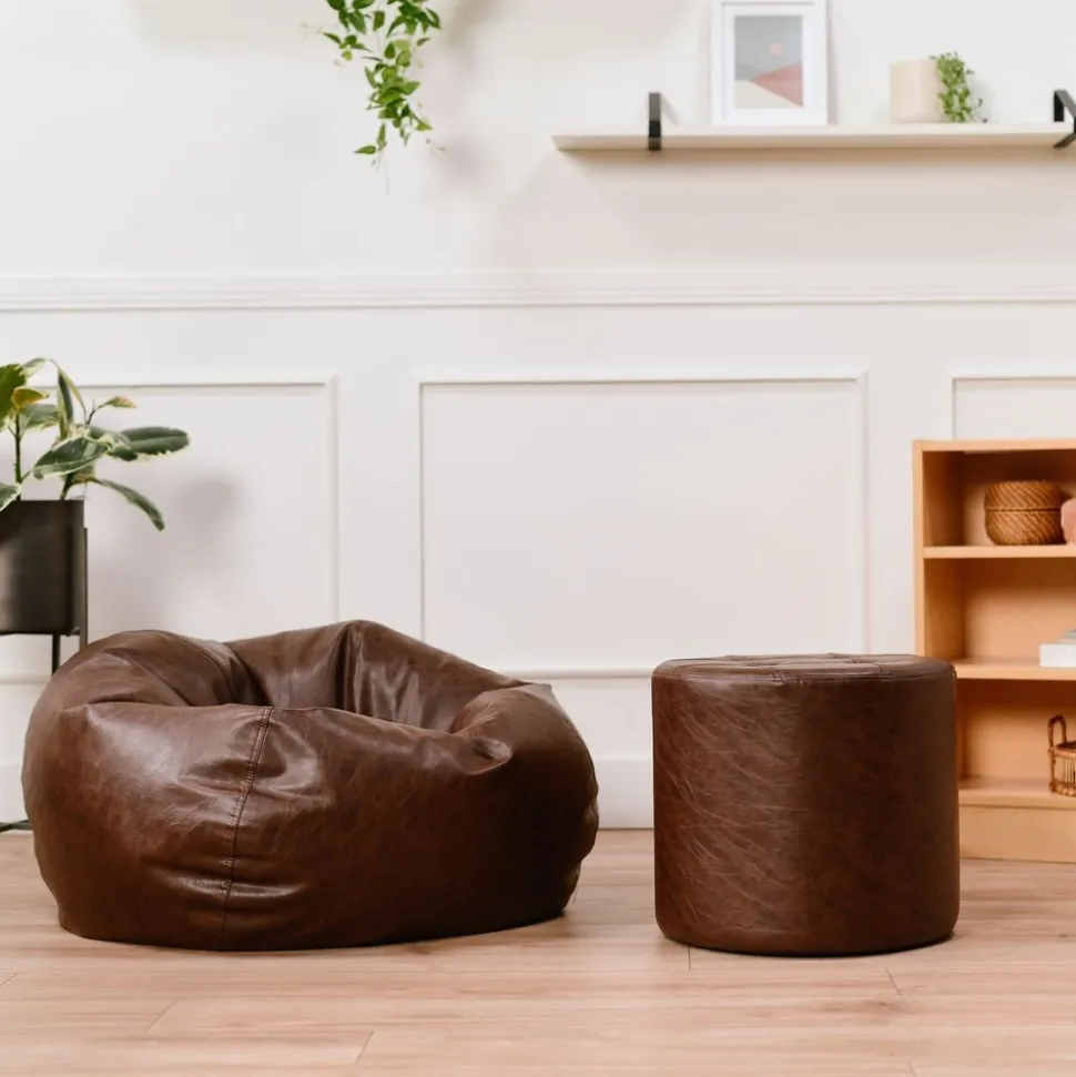 SoftScape Classic 35" Standard Bean Bag - Distressed Chestnut