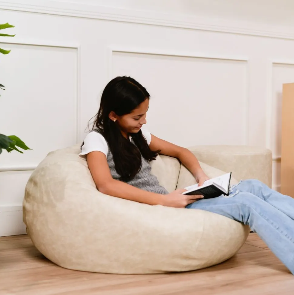 SoftScape Classic 35" Standard Bean Bag - Distressed Almond White