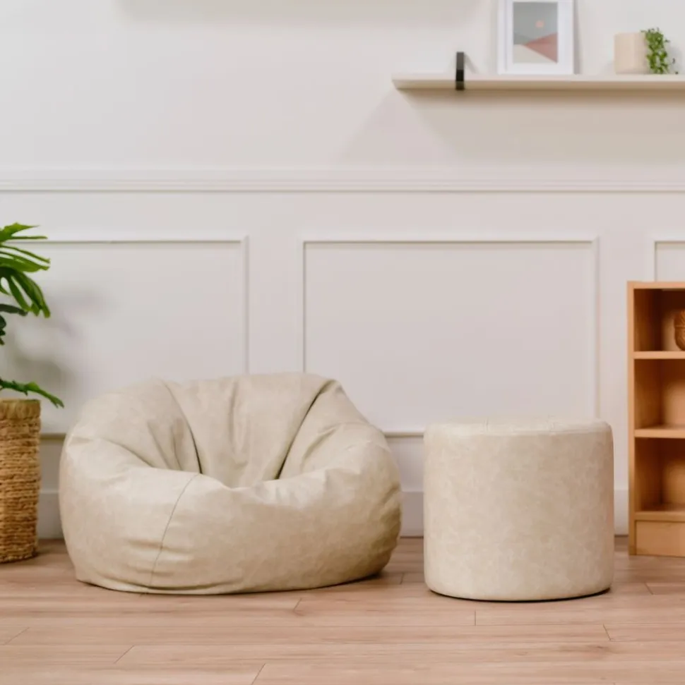 SoftScape Classic 35" Standard Bean Bag - Distressed Almond White