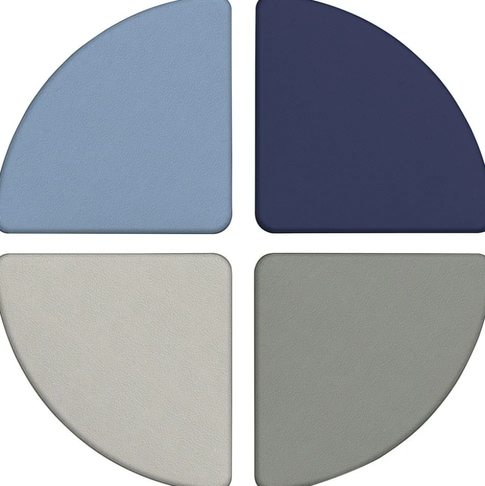SoftScape Pie Ottoman 12" Height, 4-Piece - Navy/Powder Blue