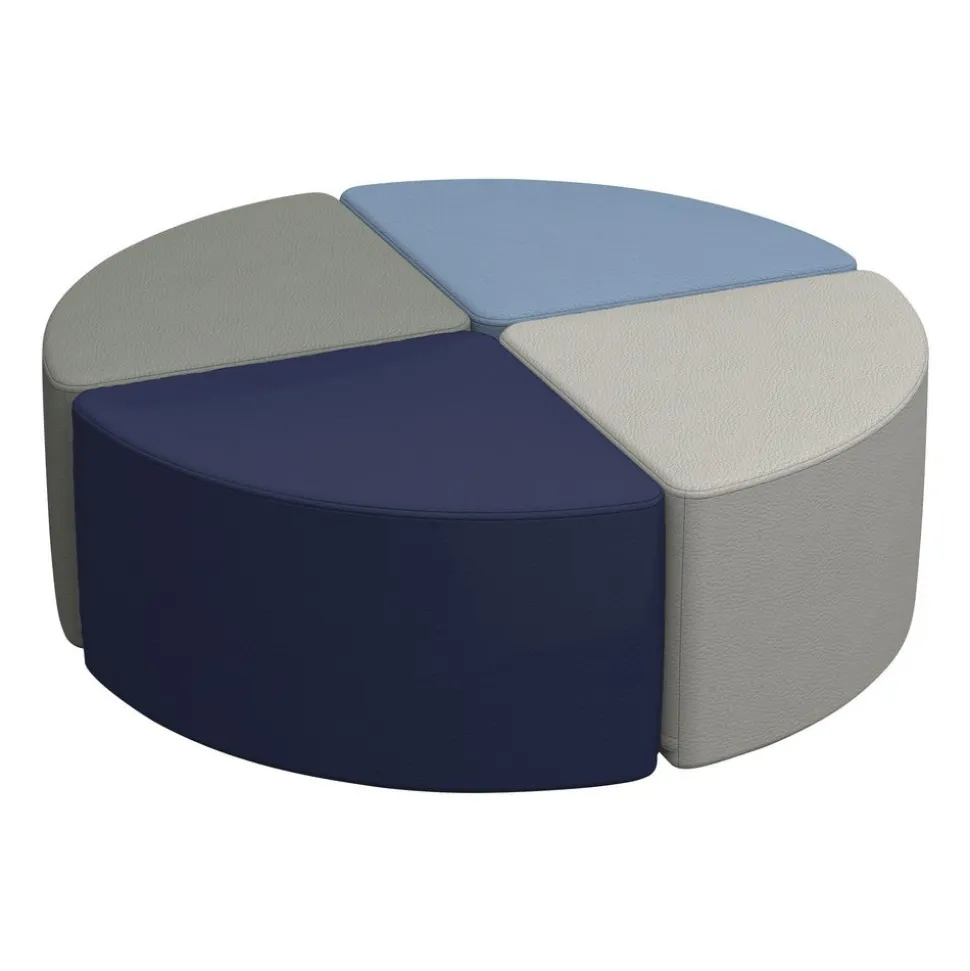 SoftScape Pie Ottoman 12" Height, 4-Piece - Navy/Powder Blue