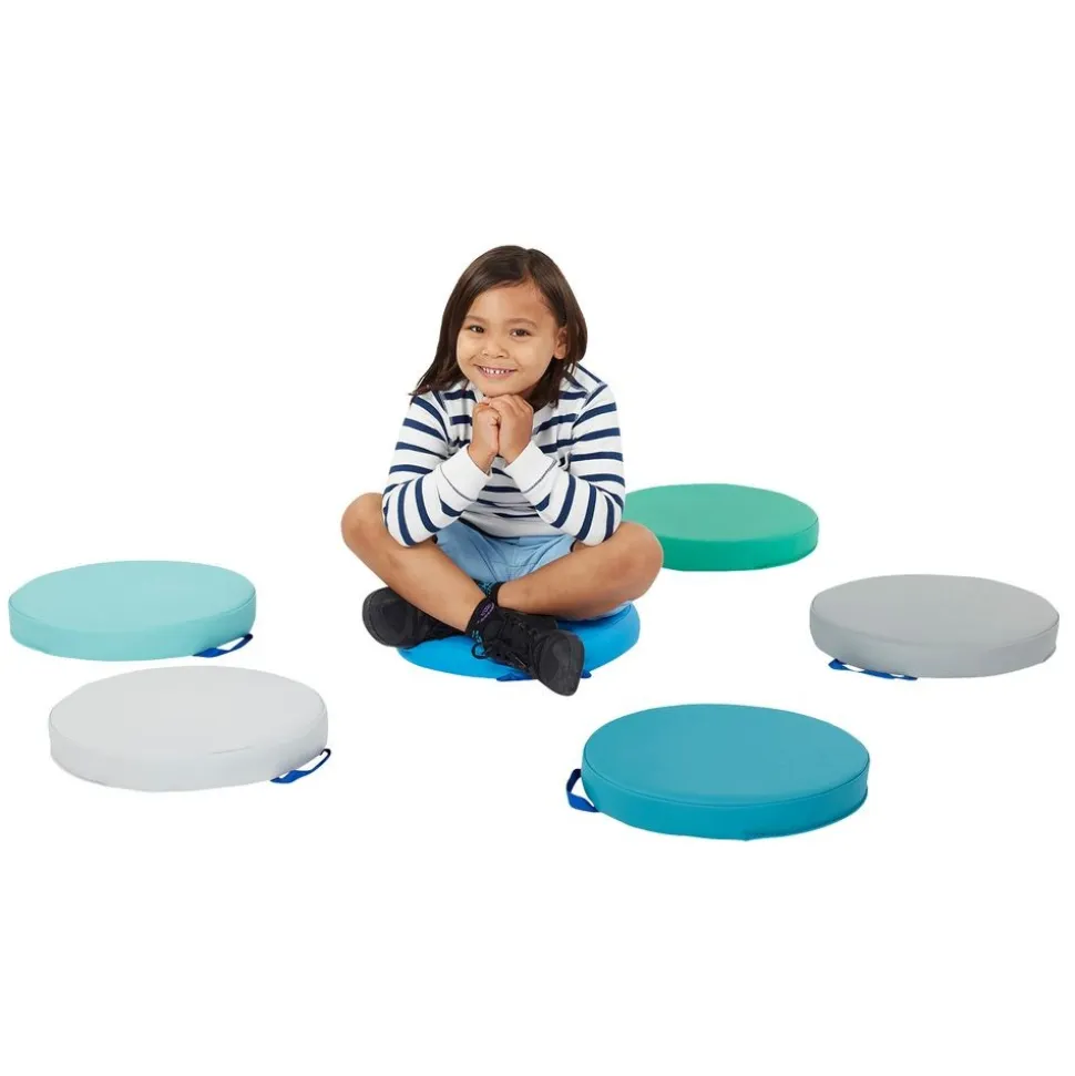 SoftScape 15" Round Floor Cushions, 6-Piece - Contemporary