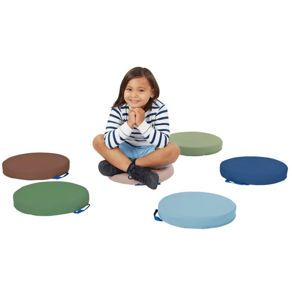SoftScape 15" Round Floor Cushions, 6-Piece - Contemporary