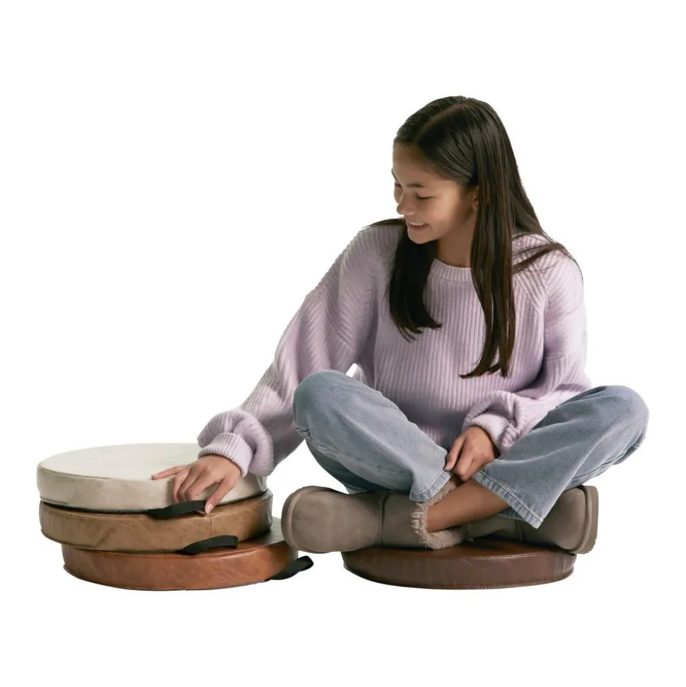 SoftScape 15" Round Floor Cushions, 4-Piece - Distressed Assorted