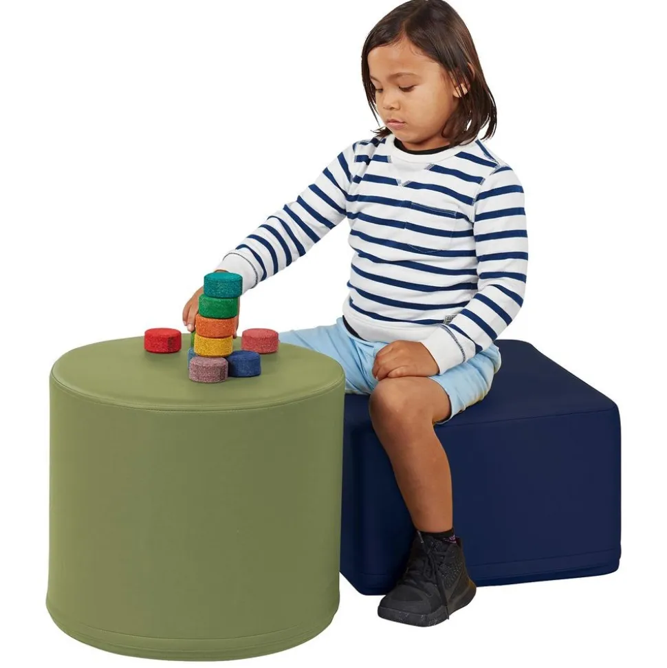 SoftScape 18" Round Ottoman 16" Height, 4-Piece - Earthtone