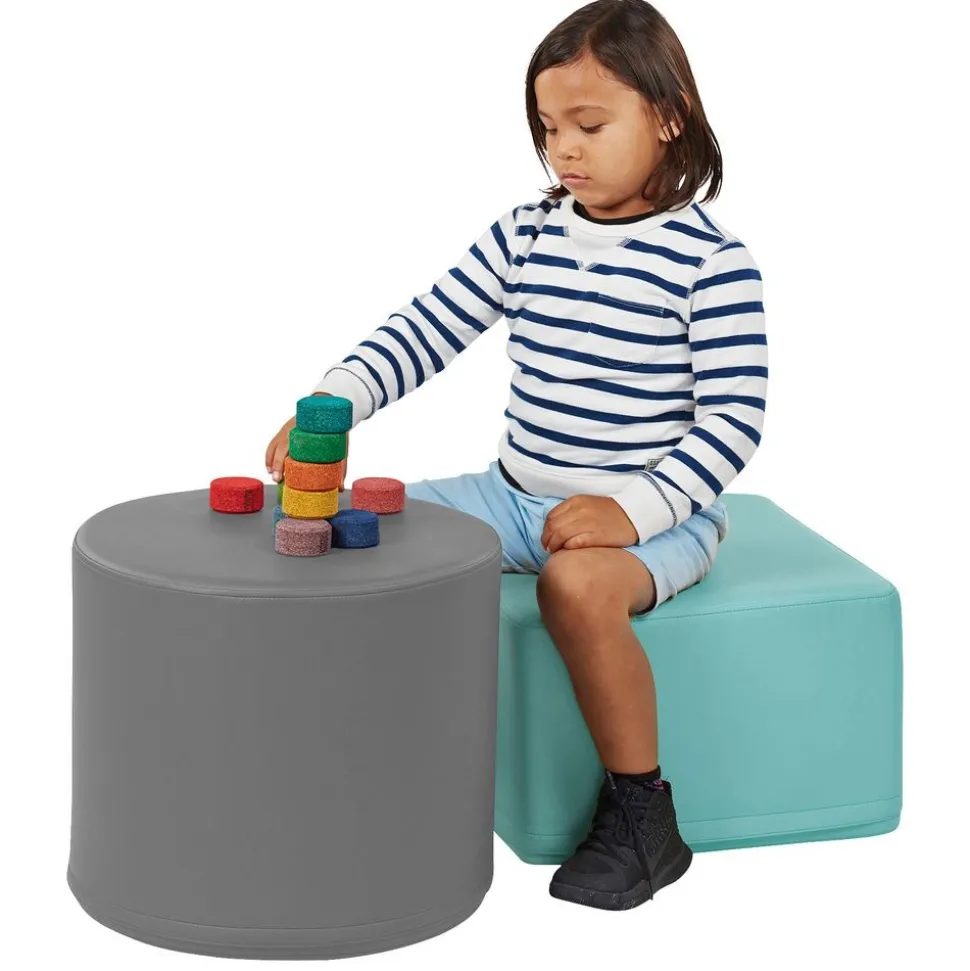 SoftScape 18" Round Ottoman 16" Height - Gray