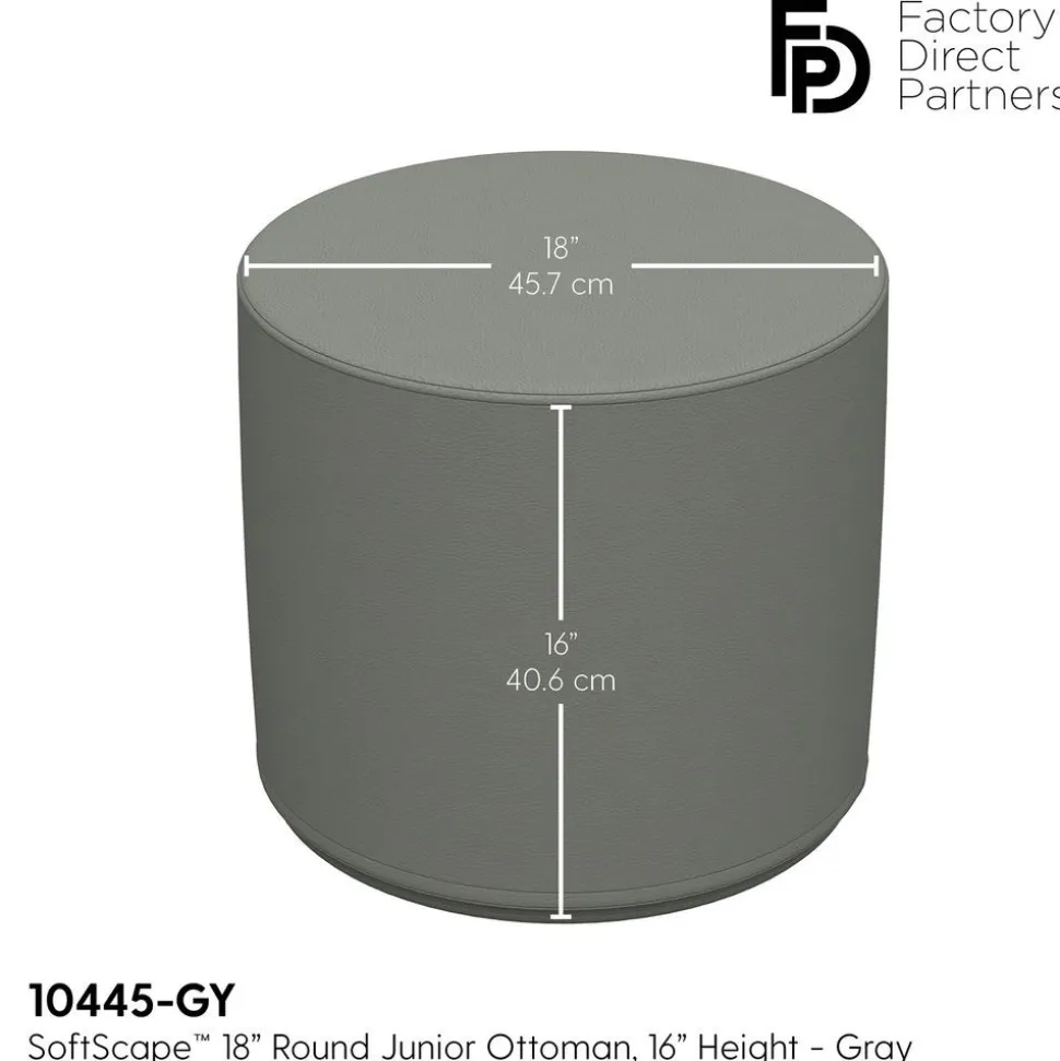 SoftScape 18" Round Ottoman 16" Height - Gray