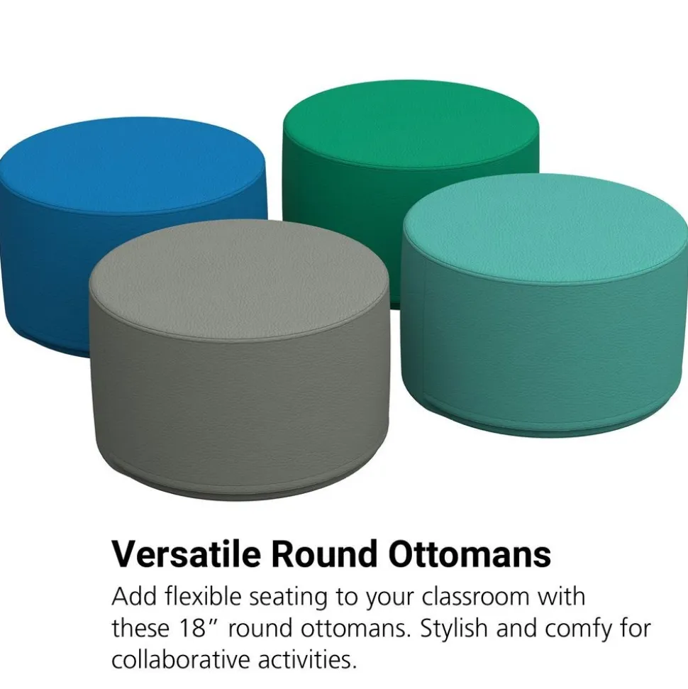 SoftScape 18" Round Ottoman 12" Height, 4-Piece - Contemporary