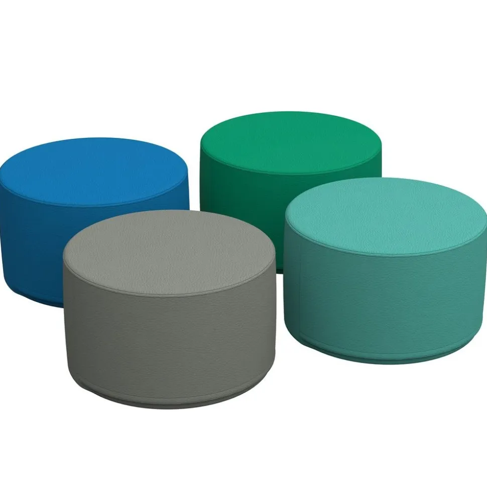 SoftScape 18" Round Ottoman 12" Height, 4-Piece - Contemporary