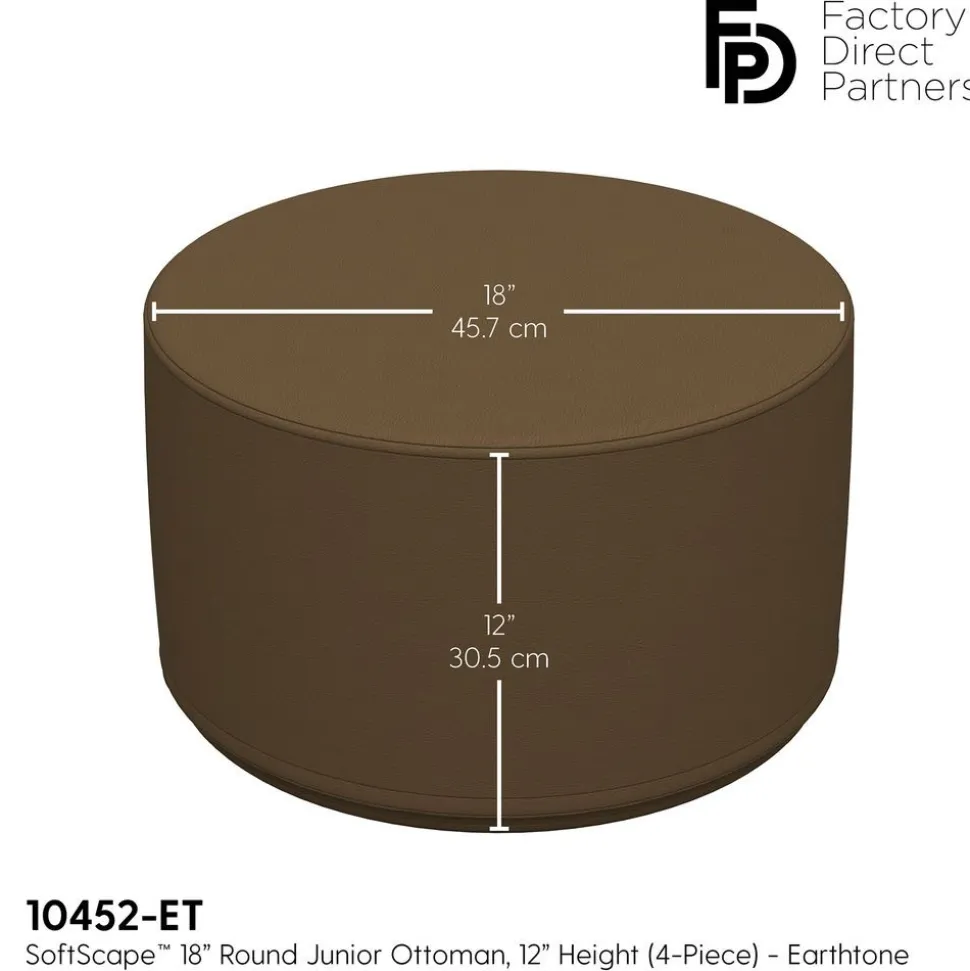 SoftScape 18" Round Ottoman 12" Height, 4-Piece - Earthtone