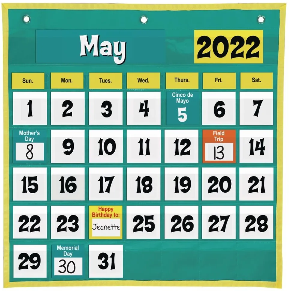 Space-Saver Calendar Pocket Chart™ - 1 pocket chart, 64 cards