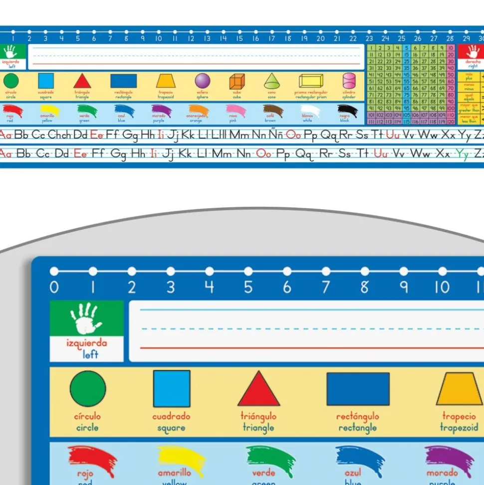 Spanish/English 120 Grid With Number Line Self-adhesive Vinyl Desktop Helpers™ - 24 helpers