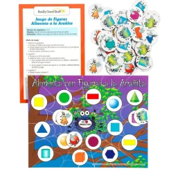 Spanish Feed the Spiders - Shapes Match Numeracy Center Grades K-2 (Centro de Aritmetica - Juego de Figuras)