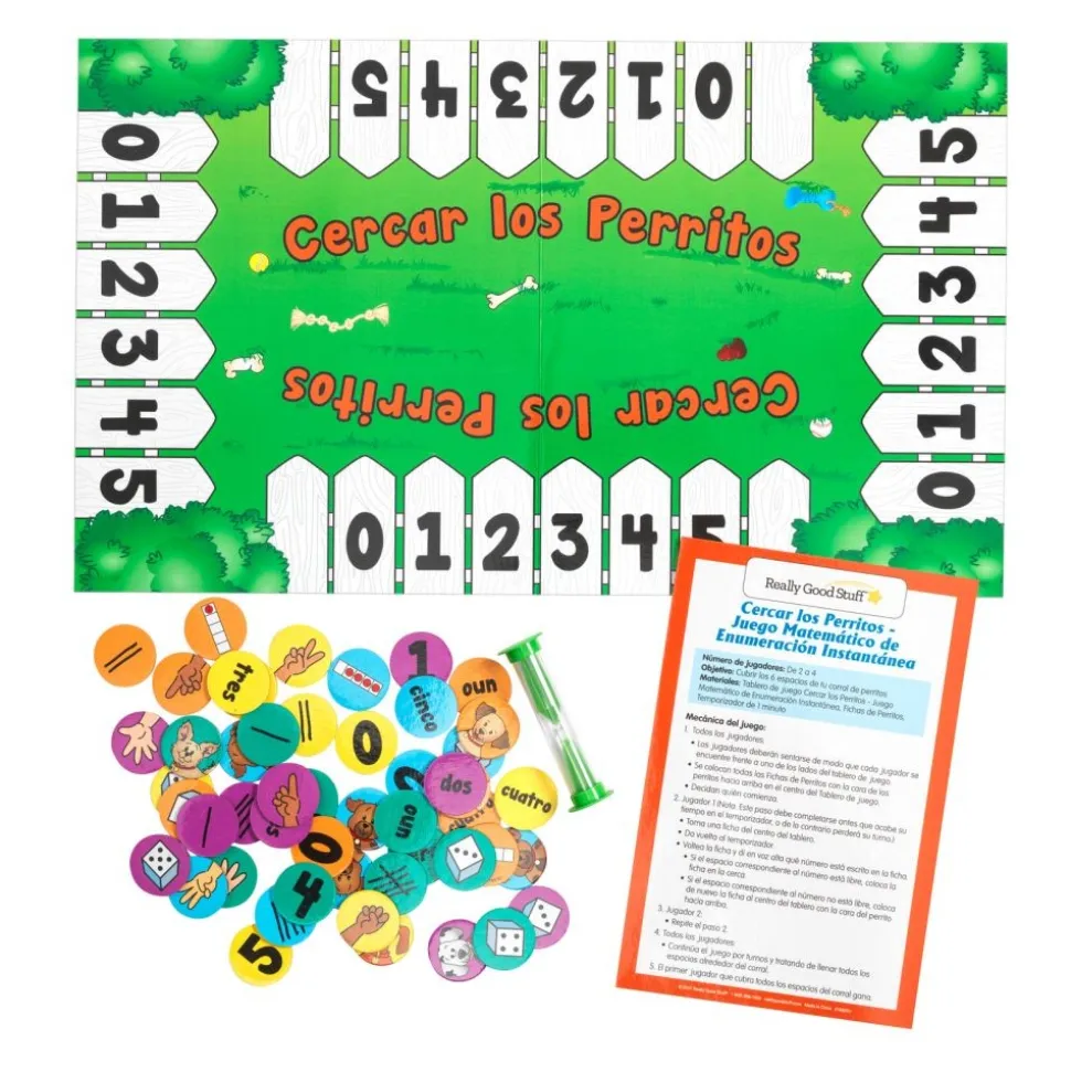 Spanish Fence the Puppies - Subitizing Numeracy Center Grades PreK-K (Centro de Aritmetica - Juego de Enumeracion)