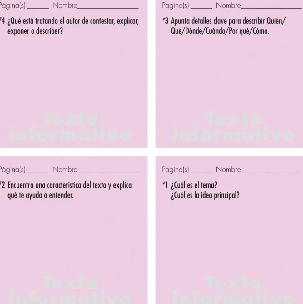 Spanish Study Stickies™: Informational Text Comprehension Questions - 600 sticky notes