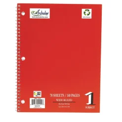 Spiral Notebook, 70 Sheets - Red