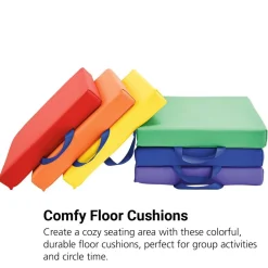 Square Floor Cushions - 6 piece set, Primary